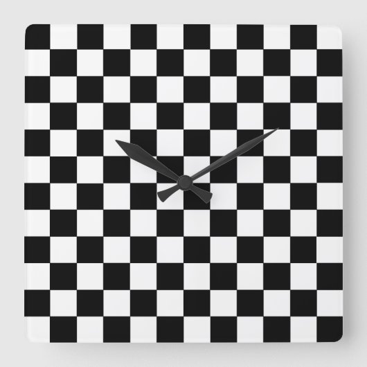Horloge Carrée à damiers noir et blanc (Recto)