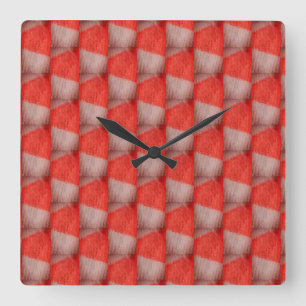 Horloge Carrée à damiers orange et blanc