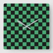 Horloge Carrée à damiers vert et noir (Recto)