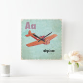 Horloge Carrée A est pour l'avion (Maison)