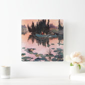 Horloge Carrée A Fine Catch par John Clymer (Maison)