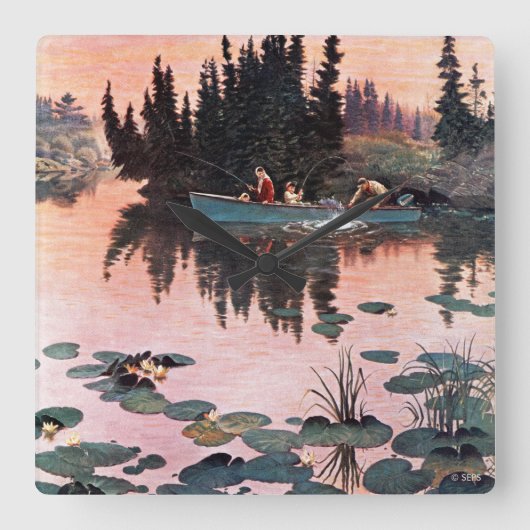 Horloge Carrée A Fine Catch par John Clymer (Recto)