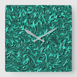 Horloge Carrée A l'air de jade vert texturé de mur