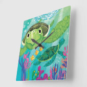 Horloge Carrée A Sea Turtle (Angle)