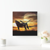 Horloge Carrée A surreal horse et moon clock (Maison)