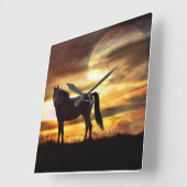 Horloge Carrée A surreal horse et moon clock (Angle)