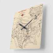 Horloge Carrée A Texan's Map of the United States (Angle)