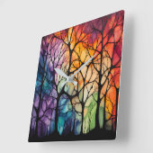 Horloge Carrée À travers l'horloge murale des arbres (Angle)