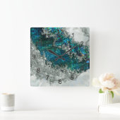 Horloge Carrée Abalone Shell Pearl et Argent 2 (Maison)