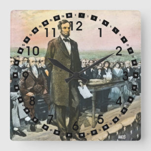 Horloge Carrée Abraham Lincoln expose l'adresse de Gettysburg