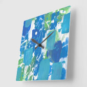 Horloge Carrée Abrégé sur blanc de vert bleu (Angle)