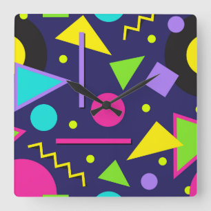 Horloge Carrée Abrégé sur néon de marine