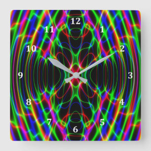 Horloge Carrée Abrégé sur psychédélique lumière laser au néon