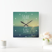 Horloge Carrée Absorbez la plage de citation de Sun (Maison)