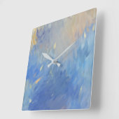 Horloge Carrée Abstract Blue Brushstrokes (Angle)