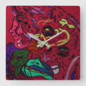 Horloge Carrée Abstract Moon Galaxy Art Square Wall Clock (Recto)