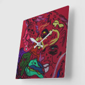 Horloge Carrée Abstract Moon Galaxy Art Square Wall Clock (Angle)
