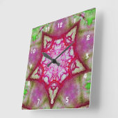 HORLOGE CARRÉE ABSTRACT PINK FUCHSIA (Angle)