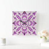 Horloge Carrée Abstract Purple Orchid Flower Design Pattern Art (Maison)
