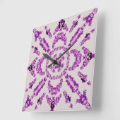 Horloge Carrée Abstract Purple Orchid Flower Design Pattern Art (Angle)