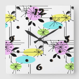 Horloge Carrée Abstract retro