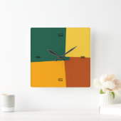 Horloge Carrée Abstract Retro Color Geometric Pattern #10 (Maison)