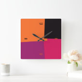 Horloge Carrée Abstract Retro Color Geometric Pattern #9 (Maison)