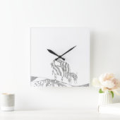 Horloge Carrée Abstract stick figure custom mug giraffe (Maison)