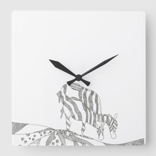 Horloge Carrée Abstract stick figure custom mug giraffe (Recto)