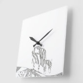 Horloge Carrée Abstract stick figure custom mug giraffe (Angle)