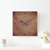 Horloge Carrée Abstract Waves Brown Art Wall Clock (Maison)