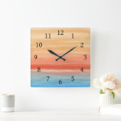 Horloge Carrée Abstrait 44 Bleu orange (Maison)