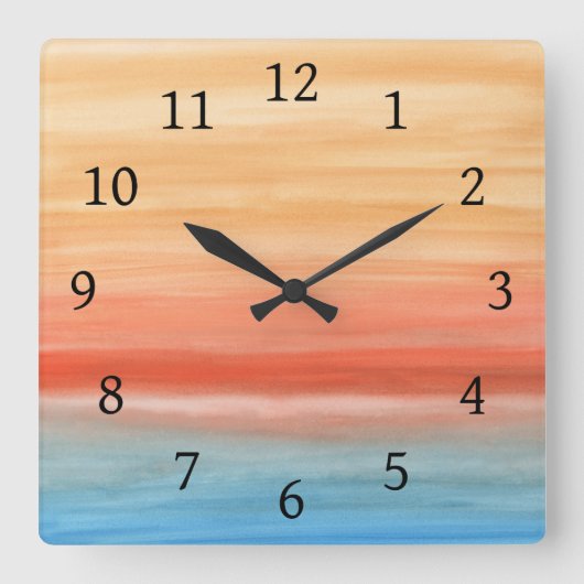 Horloge Carrée Abstrait 44 Bleu orange (Recto)