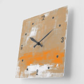 Horloge Carrée Abstrait blanc orange moderne (Angle)
