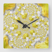 Horloge Carrée Abstrait Gold Fractal (Recto)
