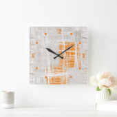 Horloge Carrée Abstrait gris blanc (Maison)