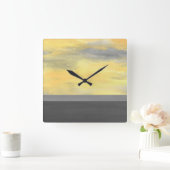 Horloge Carrée Abstrait gris jaune (Maison)