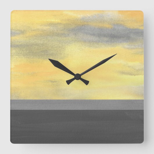 Horloge Carrée Abstrait gris jaune (Recto)