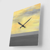 Horloge Carrée Abstrait gris jaune (Angle)