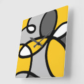 Horloge Carrée Abstrait gris jaune noir blanc (Angle)
