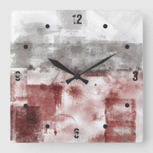 Horloge Carrée abstrait gris noir blanc de Bourgogne