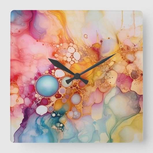 Horloge Carrée Abstrait Liquid Pour Art Beach Vibes, Cellules de  (Recto)