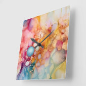 Horloge Carrée Abstrait Liquid Pour Art Beach Vibes, Cellules de  (Angle)