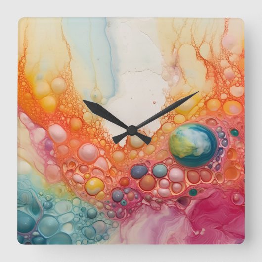 Horloge Carrée Abstrait Liquid Pour Art Beach Vibes, Cellules de  (Recto)