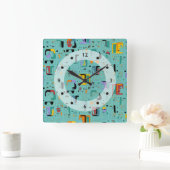 Horloge Carrée Abstrait maya anciens visages motif 1 (Maison)