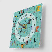 Horloge Carrée Abstrait maya anciens visages motif 1 (Angle)