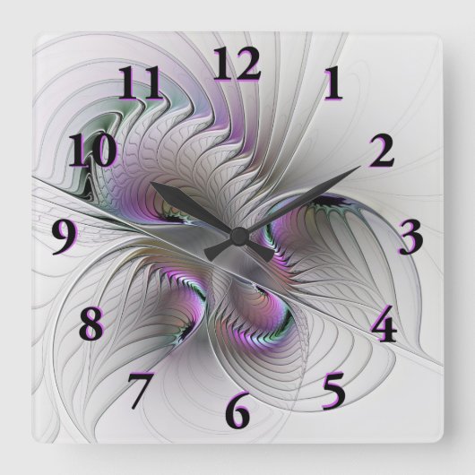 Horloge Carrée Abstrait moderne Shy Imaginaire Figure Fractal Art (Recto)