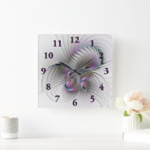 Horloge Carrée Abstrait moderne Shy Imaginaire Figure Fractal Art (Maison)