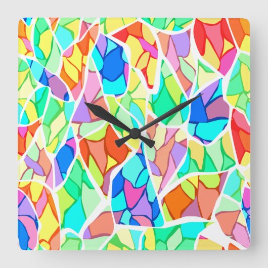 Horloge Carrée Abstrait multicolore (Recto)