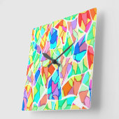 Horloge Carrée Abstrait multicolore (Angle)